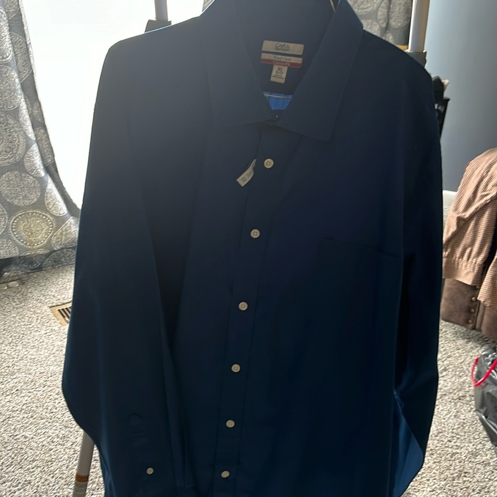 Men’s Dress Shirt Easy Care Classic Fit 18 1/2 36/37 Royal Blue Croft & Barrow